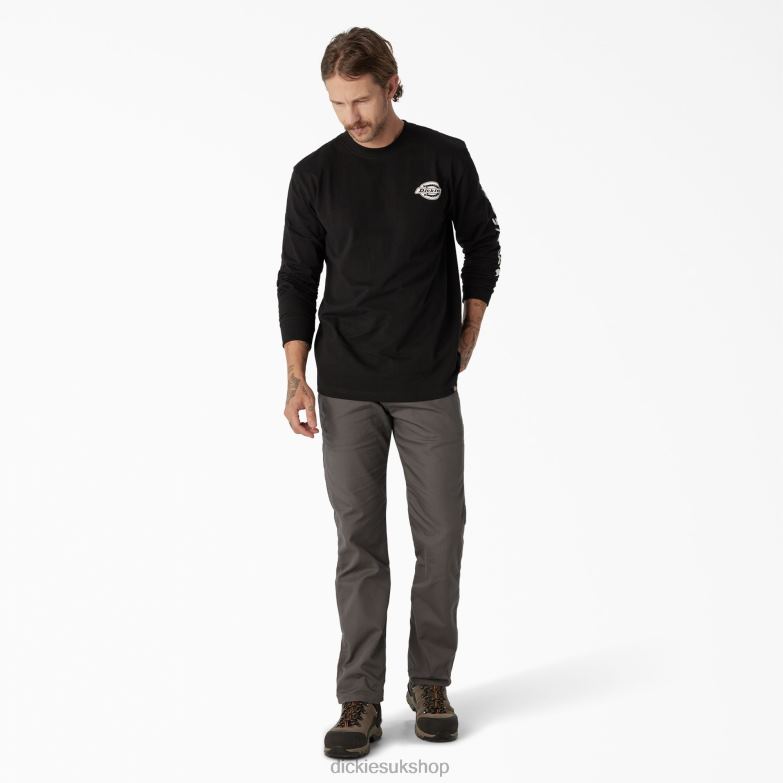 Long Sleeve Heavyweight Logo T-Shirt Men Dickies Black (KBK) 88T84870 Apparel