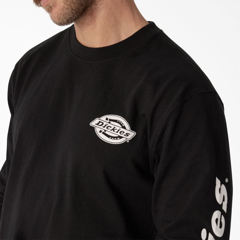 Long Sleeve Heavyweight Logo T-Shirt Men Dickies Black (KBK) 88T84870 Apparel