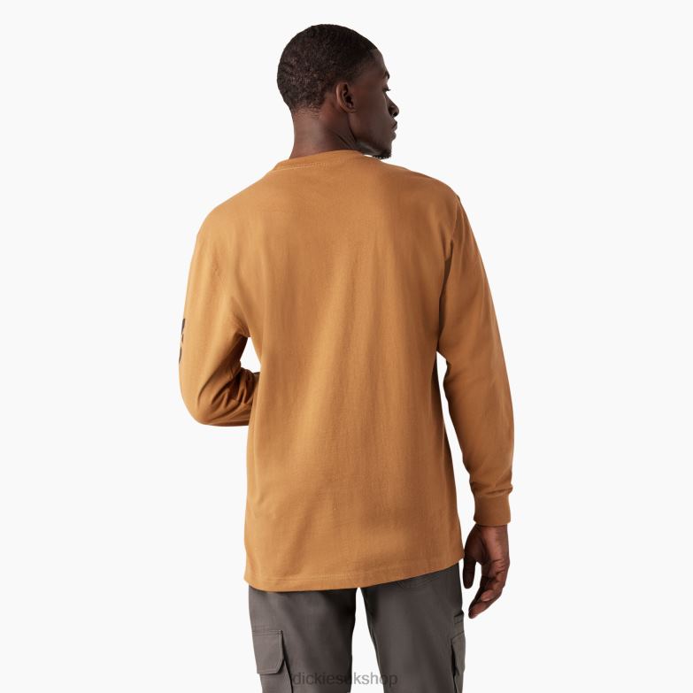 Long Sleeve Heavyweight Logo T-Shirt Men Dickies Brown Duck (BD) 88T84868 Apparel