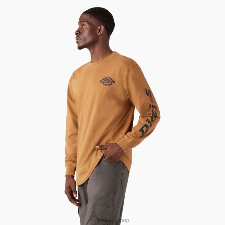 Long Sleeve Heavyweight Logo T-Shirt Men Dickies Brown Duck (BD) 88T84868 Apparel