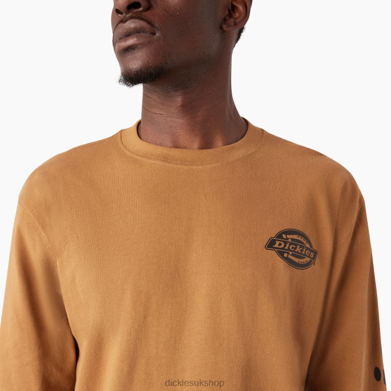 Long Sleeve Heavyweight Logo T-Shirt Men Dickies Brown Duck (BD) 88T84868 Apparel