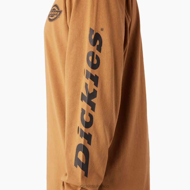 Long Sleeve Heavyweight Logo T-Shirt Men Dickies Brown Duck (BD) 88T84868 Apparel