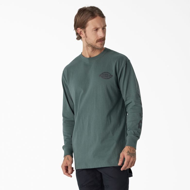 Long Sleeve Heavyweight Logo T-Shirt Men Dickies Lincoln Green (LN) 88T84871 Apparel