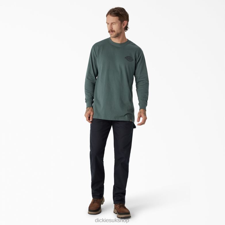 Long Sleeve Heavyweight Logo T-Shirt Men Dickies Lincoln Green (LN) 88T84871 Apparel
