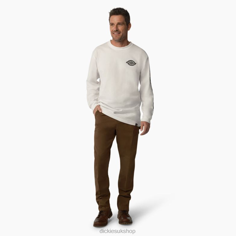 Long Sleeve Heavyweight Logo T-Shirt Men Dickies White (WH) 88T84872 Apparel