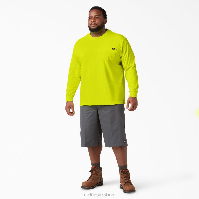 Long Sleeve Heavyweight Neon T-Shirt Men Dickies Bright Yellow (BWD) 88T84669 Apparel