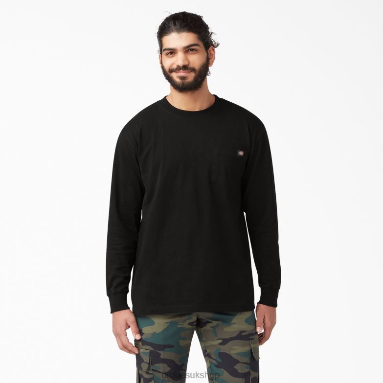 Long Sleeve Heavyweight T-Shirt Men Dickies Black (BK) 88T84601 Apparel