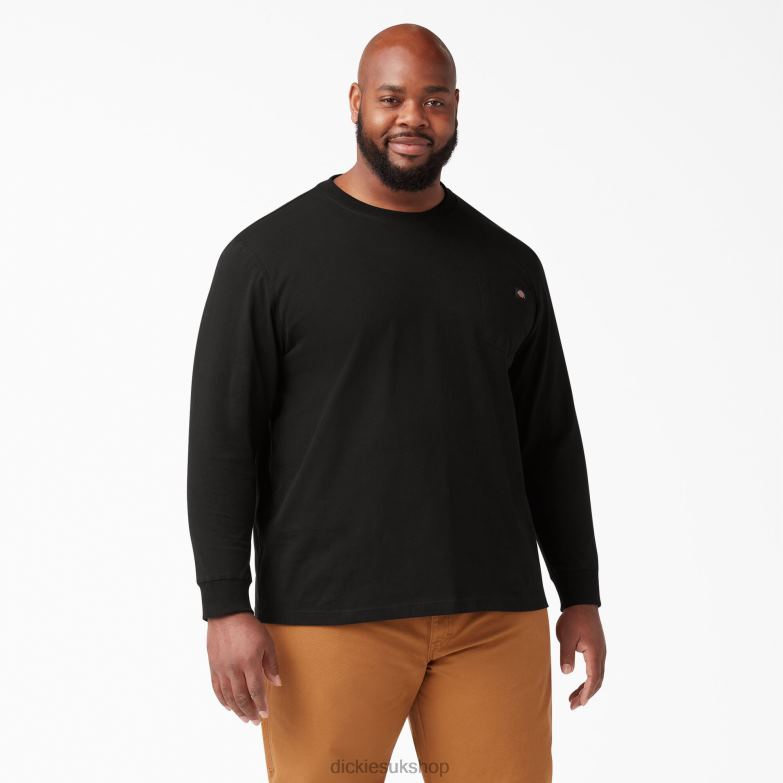 Long Sleeve Heavyweight T-Shirt Men Dickies Black (BK) 88T84601 Apparel