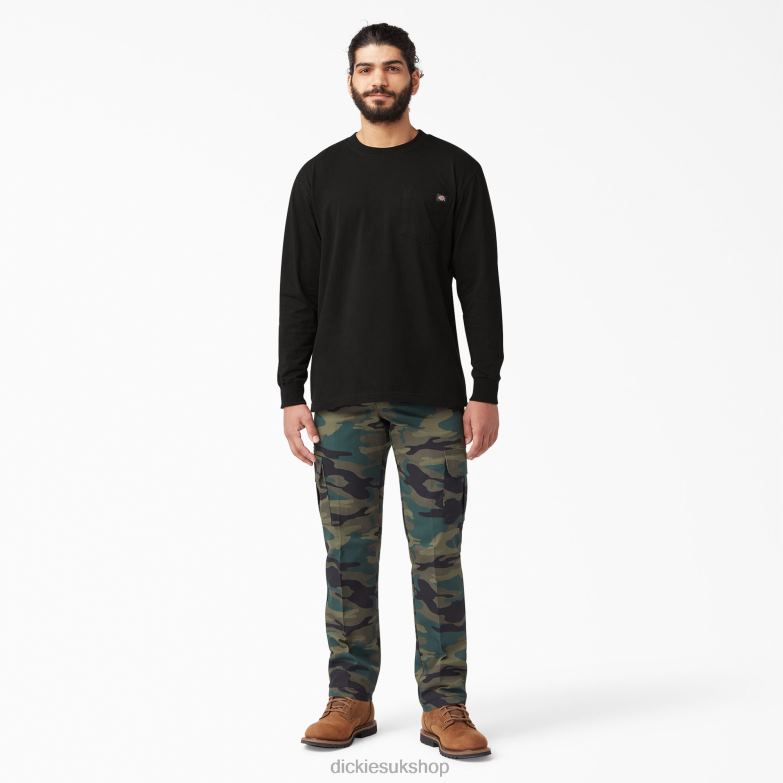 Long Sleeve Heavyweight T-Shirt Men Dickies Black (BK) 88T84601 Apparel