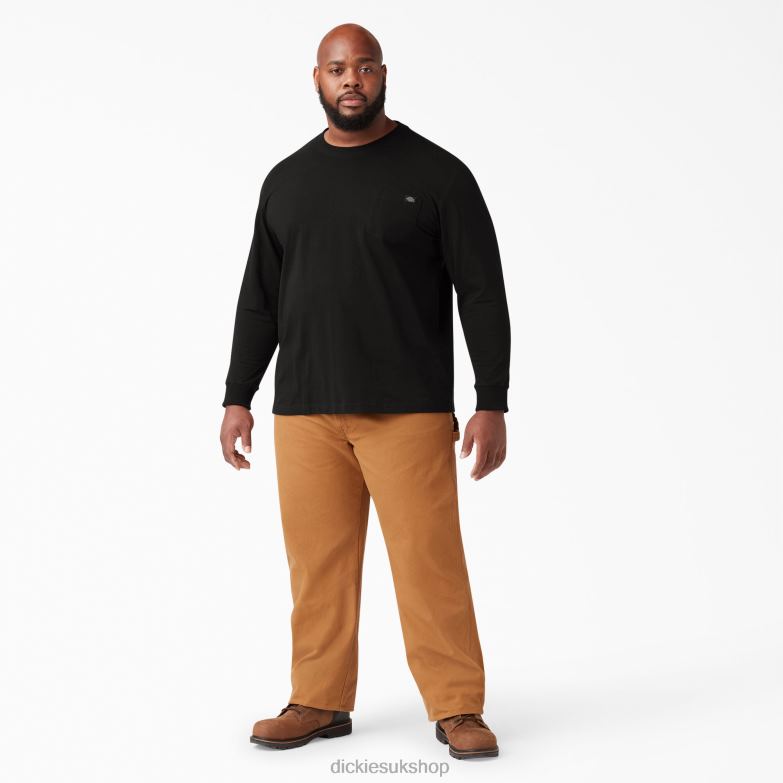 Long Sleeve Heavyweight T-Shirt Men Dickies Black (BK) 88T84601 Apparel