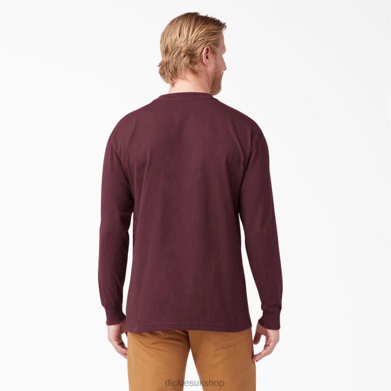 Long Sleeve Heavyweight T-Shirt Men Dickies Burgundy (BY) 88T84602 Apparel