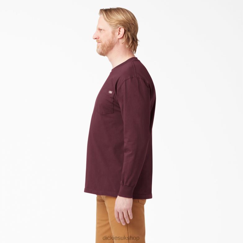 Long Sleeve Heavyweight T-Shirt Men Dickies Burgundy (BY) 88T84602 Apparel