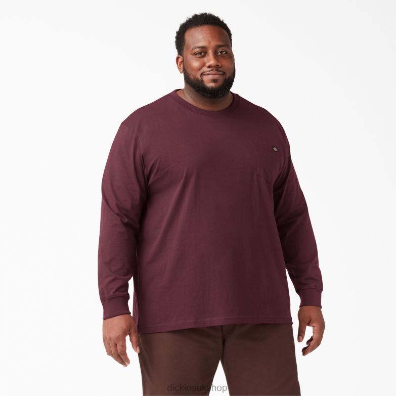 Long Sleeve Heavyweight T-Shirt Men Dickies Burgundy (BY) 88T84602 Apparel