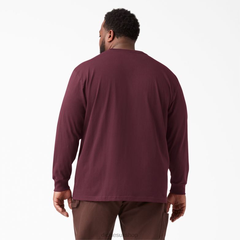 Long Sleeve Heavyweight T-Shirt Men Dickies Burgundy (BY) 88T84602 Apparel