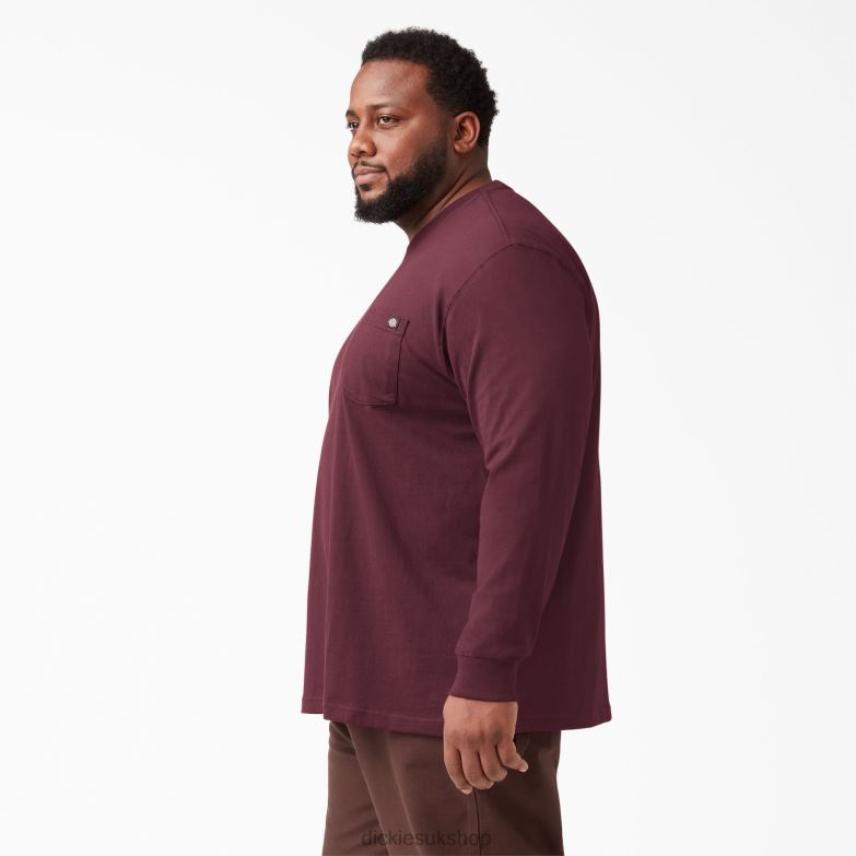 Long Sleeve Heavyweight T-Shirt Men Dickies Burgundy (BY) 88T84602 Apparel