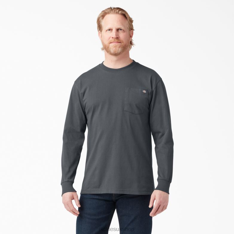 Long Sleeve Heavyweight T-Shirt Men Dickies Charcoal Gray (CH) 88T84604 Apparel