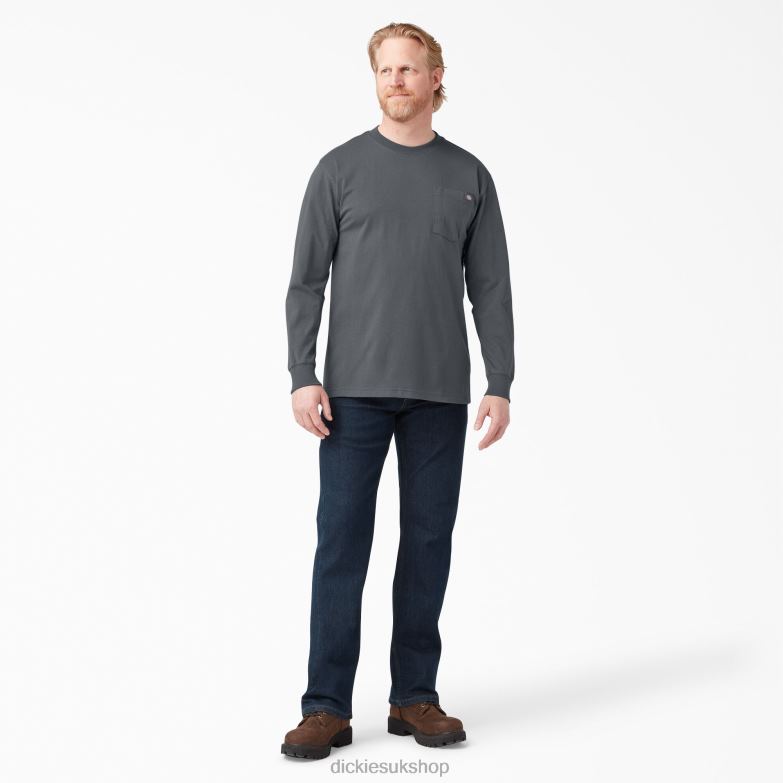 Long Sleeve Heavyweight T-Shirt Men Dickies Charcoal Gray (CH) 88T84604 Apparel
