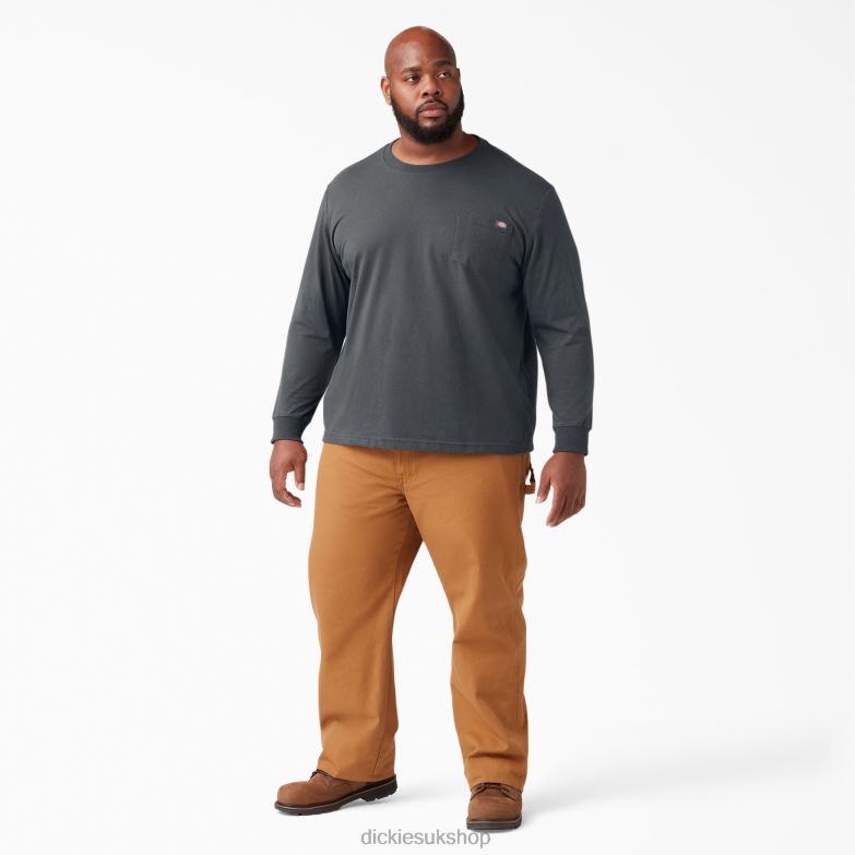 Long Sleeve Heavyweight T-Shirt Men Dickies Charcoal Gray (CH) 88T84604 Apparel