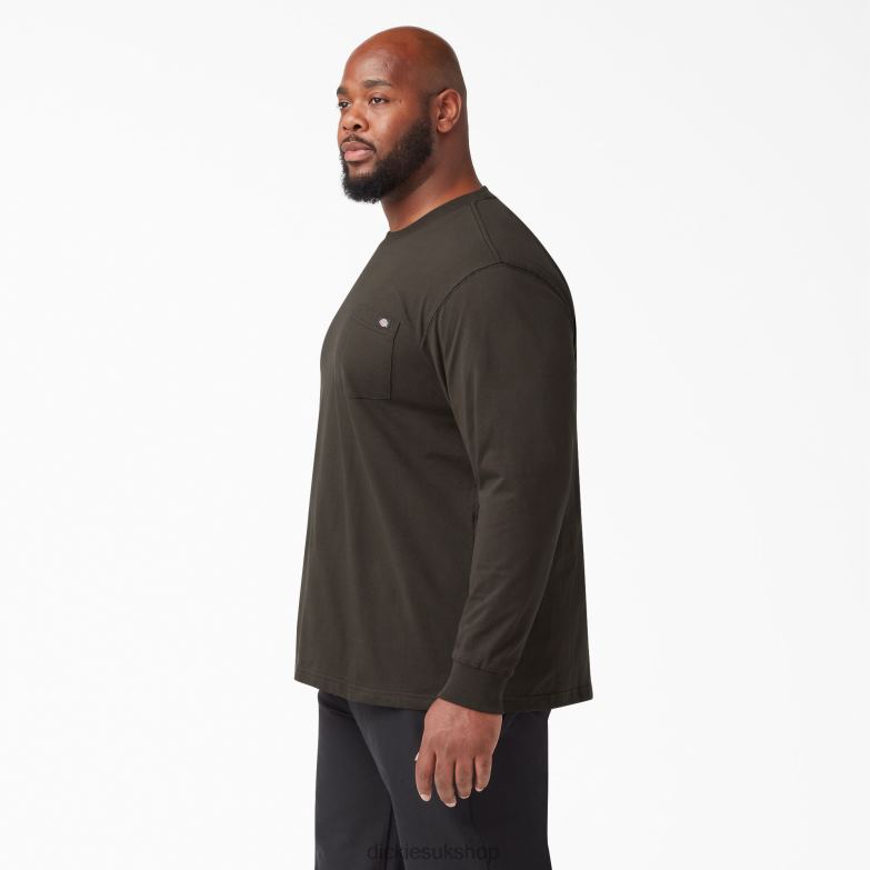 Long Sleeve Heavyweight T-Shirt Men Dickies Chocolate Brown (CB) 88T84603 Apparel