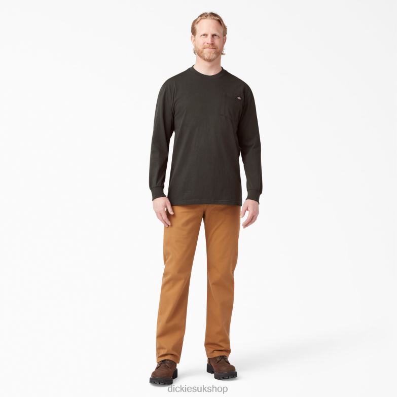 Long Sleeve Heavyweight T-Shirt Men Dickies Chocolate Brown (CB) 88T84603 Apparel