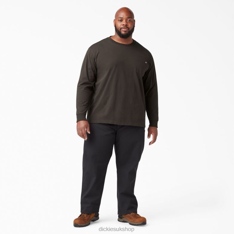Long Sleeve Heavyweight T-Shirt Men Dickies Chocolate Brown (CB) 88T84603 Apparel