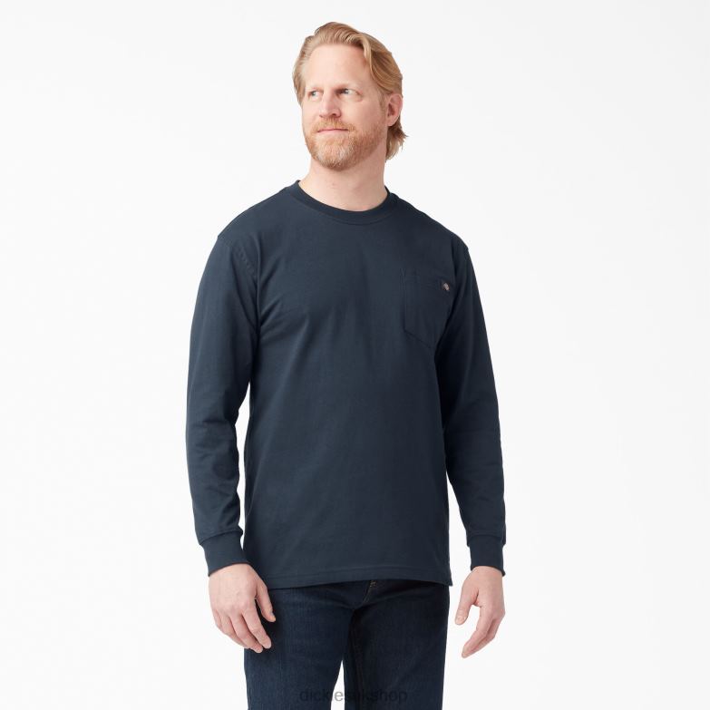 Long Sleeve Heavyweight T-Shirt Men Dickies Dark Navy (DN) 88T84605 Apparel