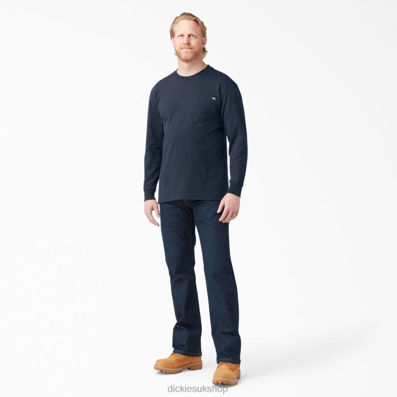 Long Sleeve Heavyweight T-Shirt Men Dickies Dark Navy (DN) 88T84605 Apparel