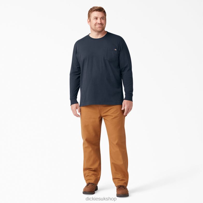 Long Sleeve Heavyweight T-Shirt Men Dickies Dark Navy (DN) 88T84605 Apparel