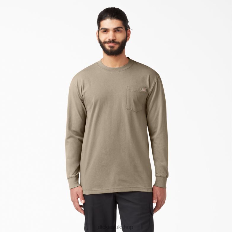 Long Sleeve Heavyweight T-Shirt Men Dickies Desert Sand (DS) 88T84606 Apparel