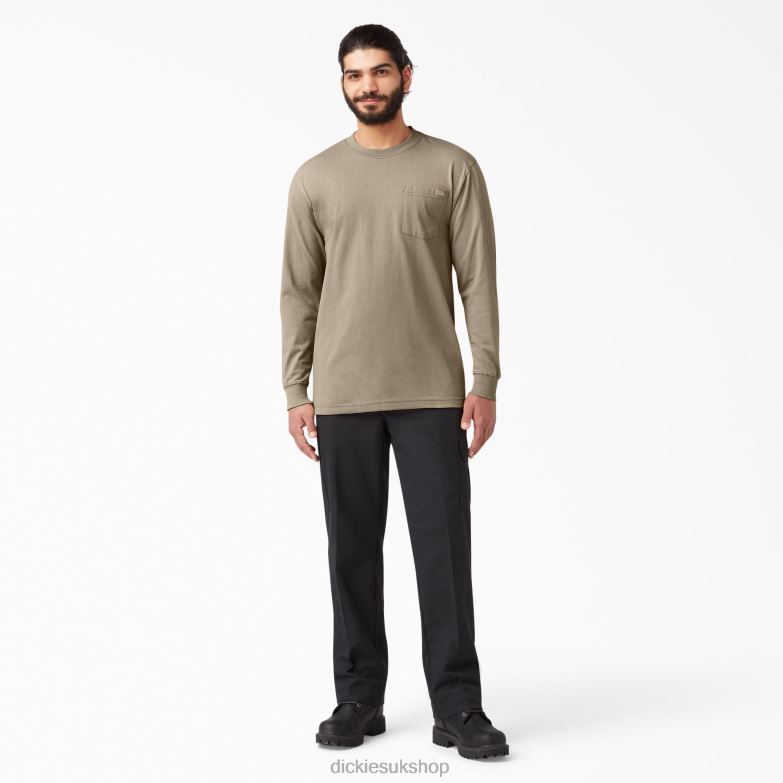 Long Sleeve Heavyweight T-Shirt Men Dickies Desert Sand (DS) 88T84606 Apparel
