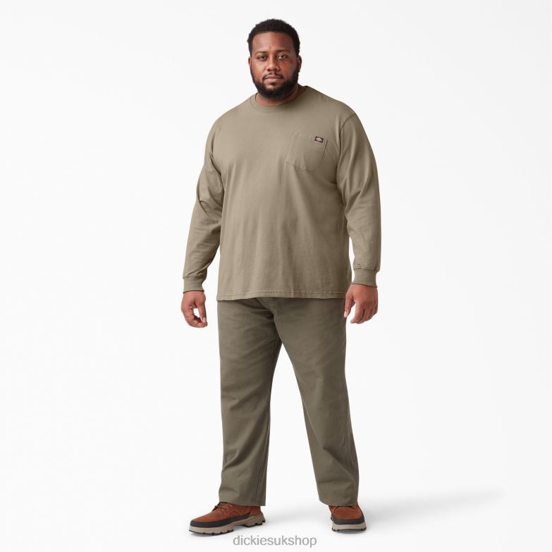 Long Sleeve Heavyweight T-Shirt Men Dickies Desert Sand (DS) 88T84606 Apparel