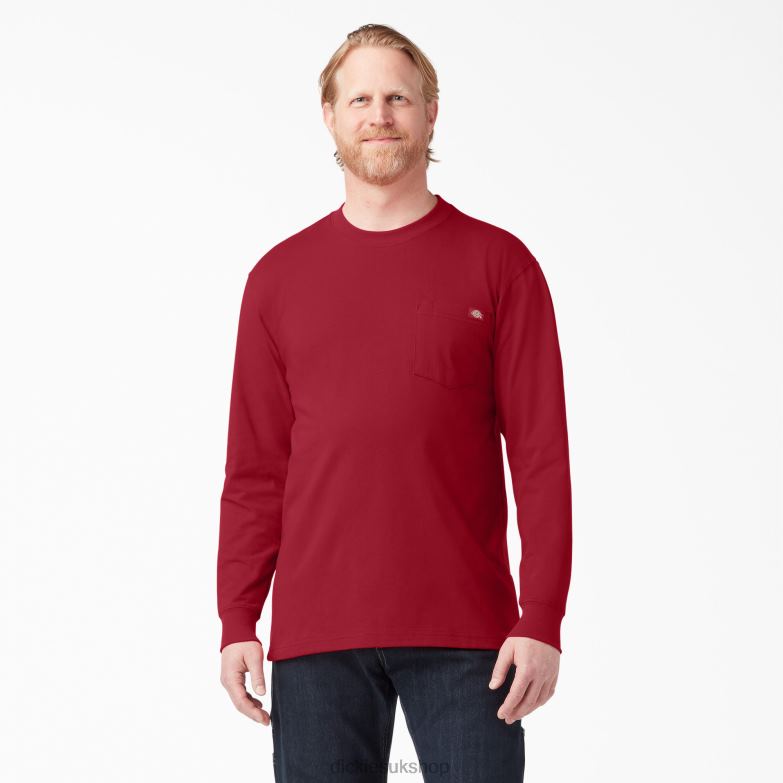 Long Sleeve Heavyweight T-Shirt Men Dickies English Red (ER) 88T84608 Apparel