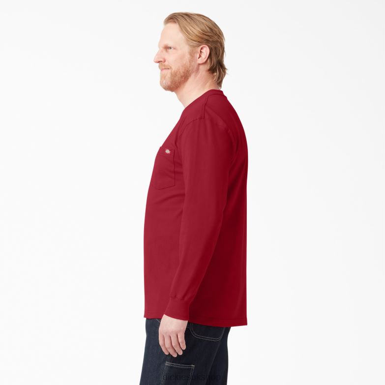 Long Sleeve Heavyweight T-Shirt Men Dickies English Red (ER) 88T84608 Apparel