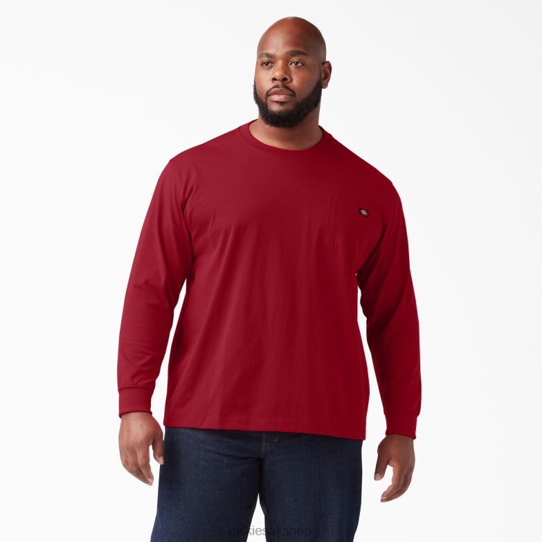 Long Sleeve Heavyweight T-Shirt Men Dickies English Red (ER) 88T84608 Apparel