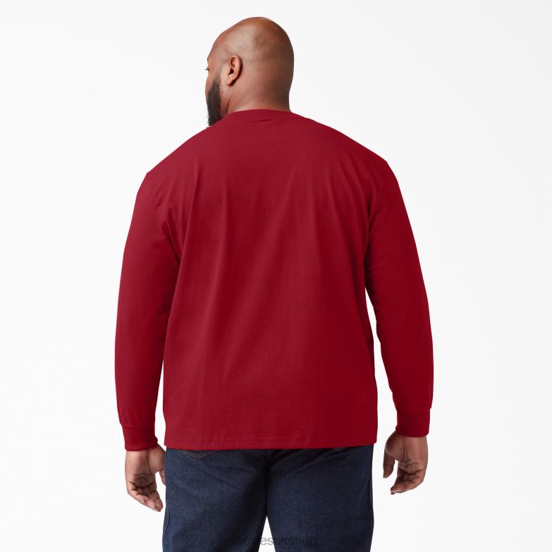 Long Sleeve Heavyweight T-Shirt Men Dickies English Red (ER) 88T84608 Apparel