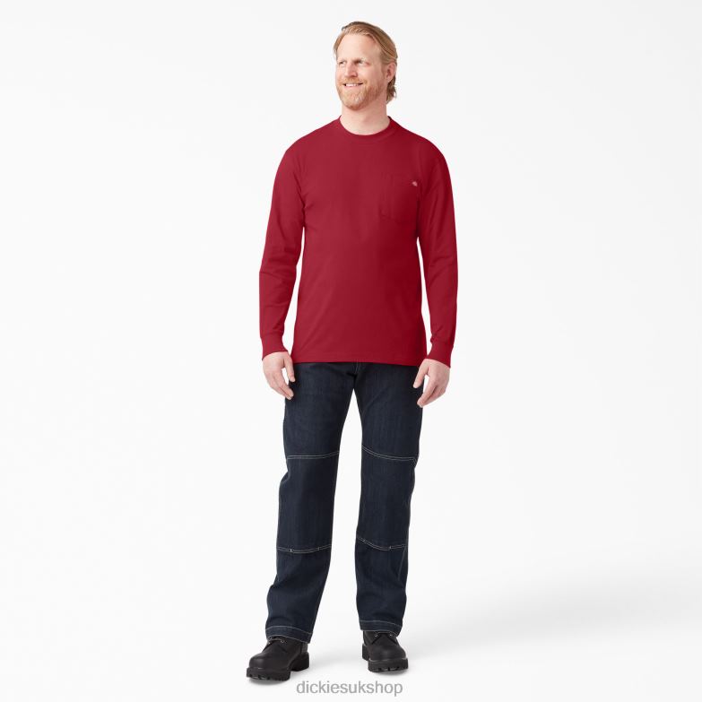 Long Sleeve Heavyweight T-Shirt Men Dickies English Red (ER) 88T84608 Apparel
