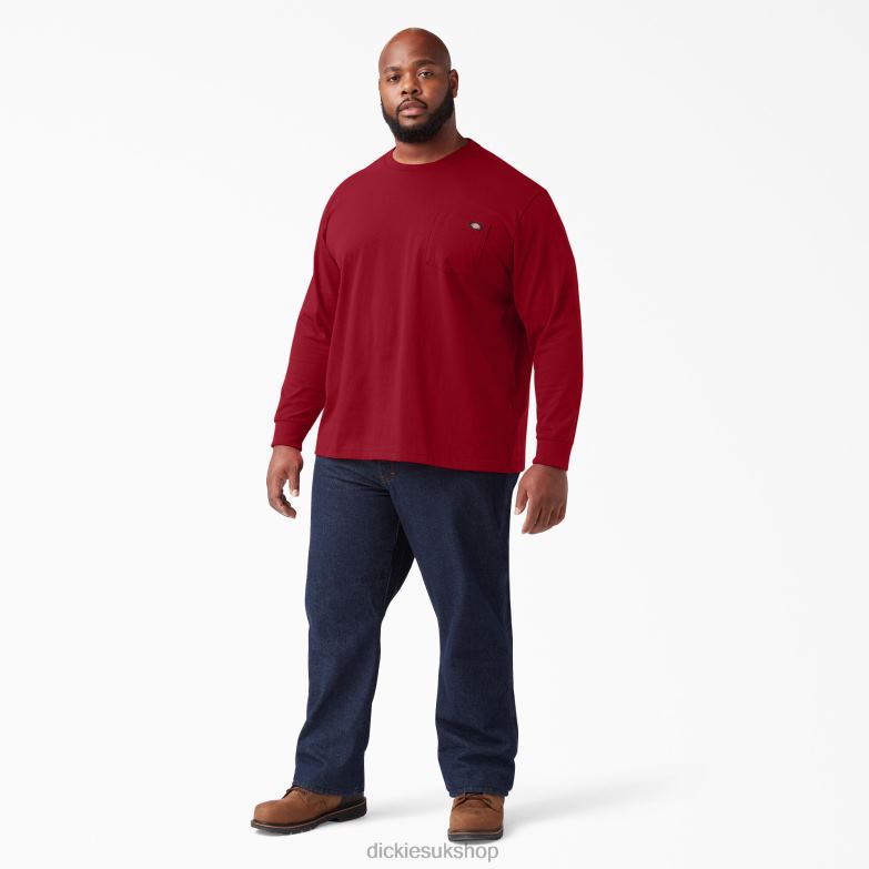 Long Sleeve Heavyweight T-Shirt Men Dickies English Red (ER) 88T84608 Apparel