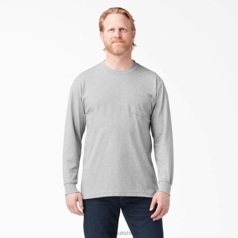 Long Sleeve Heavyweight T-Shirt Men Dickies Heather Gray (HG) 88T84610 Apparel