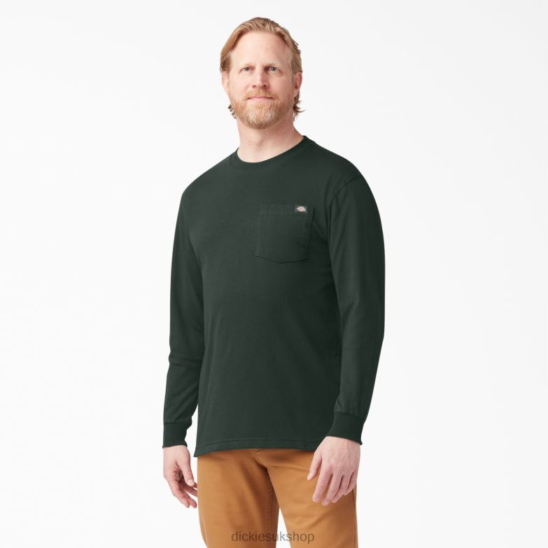 Long Sleeve Heavyweight T-Shirt Men Dickies Hunter Green (GH) 88T84609 Apparel