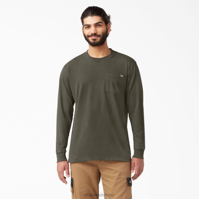 Long Sleeve Heavyweight T-Shirt Men Dickies Moss Green (MS) 88T84611 Apparel