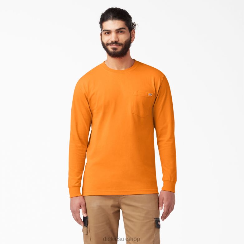 Long Sleeve Heavyweight T-Shirt Men Dickies Orange (OR) 88T84612 Apparel