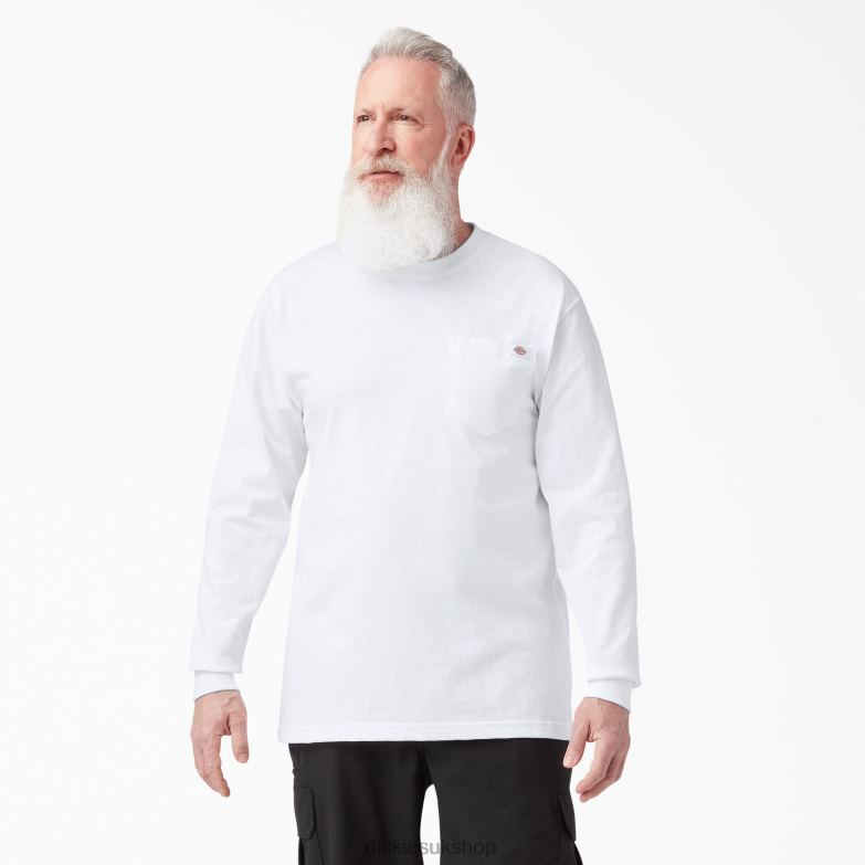 Long Sleeve Heavyweight T-Shirt Men Dickies White (WH) 88T84613 Apparel