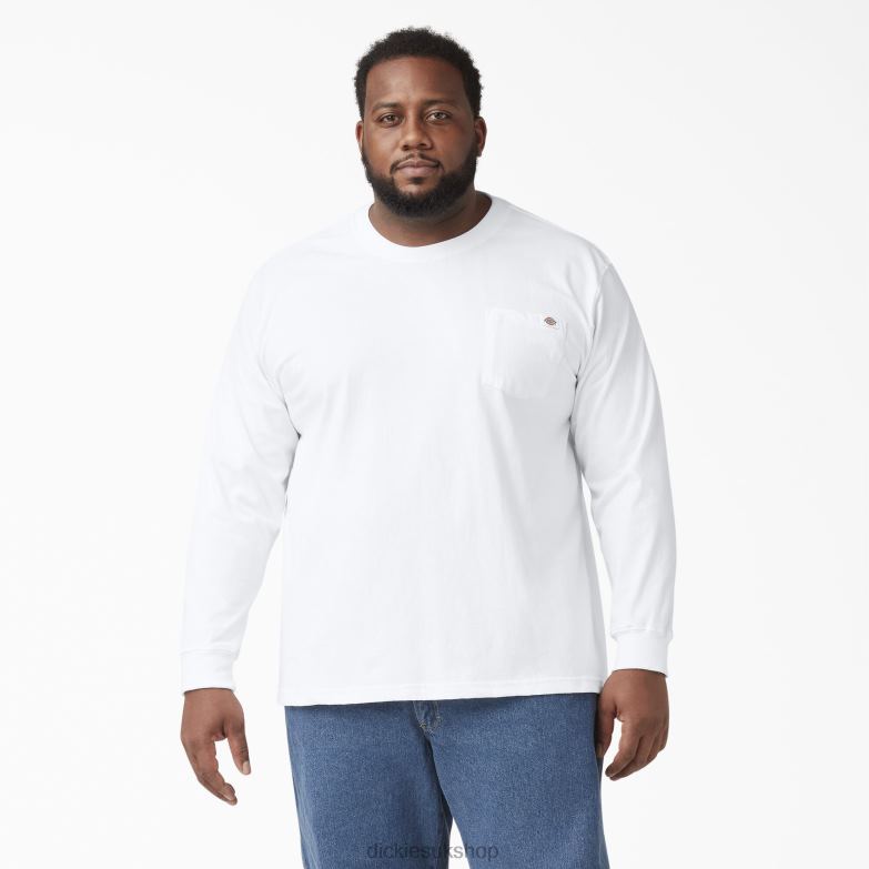 Long Sleeve Heavyweight T-Shirt Men Dickies White (WH) 88T84613 Apparel