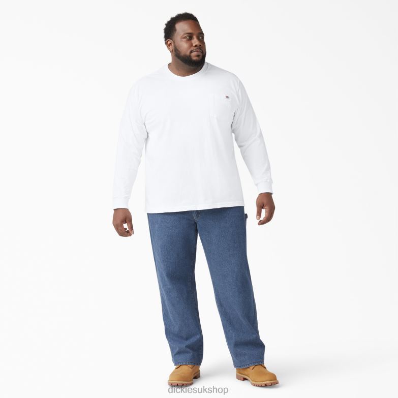 Long Sleeve Heavyweight T-Shirt Men Dickies White (WH) 88T84613 Apparel