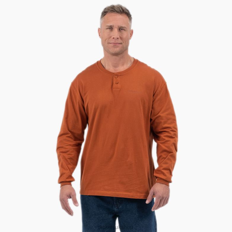 Long Sleeve Henley T-Shirt Men Dickies Gingerbread Brown (IE) 88T84807 Apparel