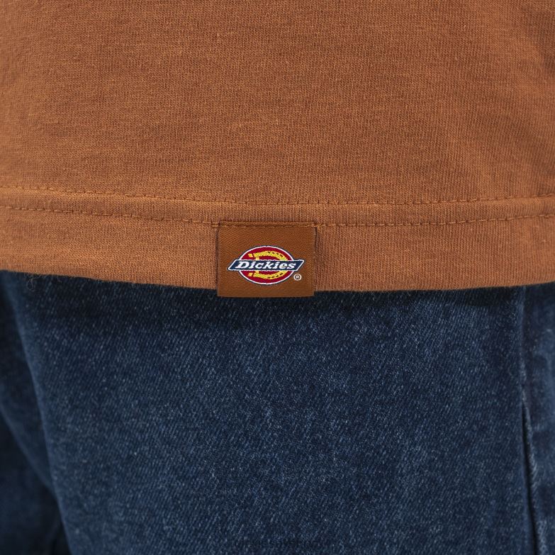 Long Sleeve Henley T-Shirt Men Dickies Gingerbread Brown (IE) 88T84807 Apparel