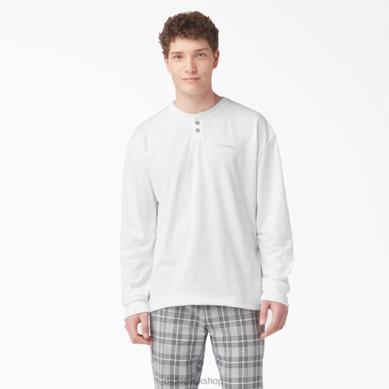 Long Sleeve Henley T-Shirt Men Dickies White (WH) 88T84810 Apparel