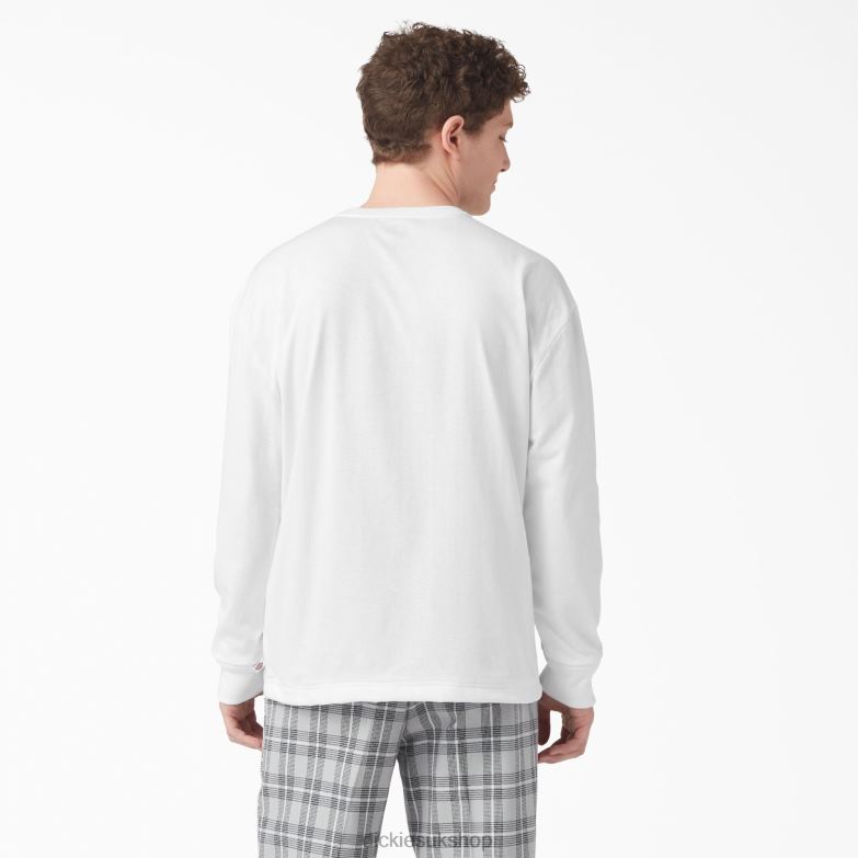 Long Sleeve Henley T-Shirt Men Dickies White (WH) 88T84810 Apparel