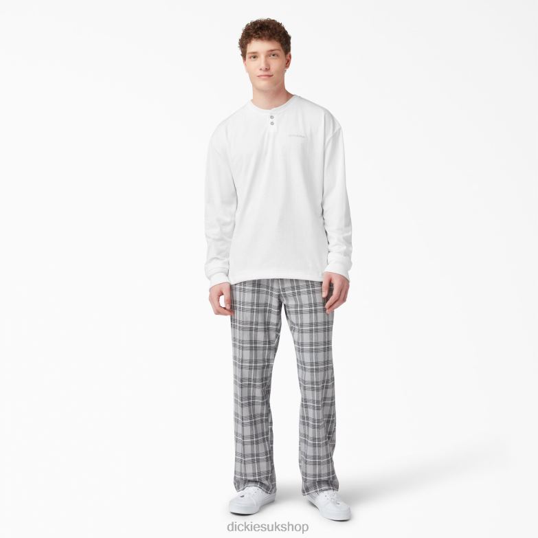Long Sleeve Henley T-Shirt Men Dickies White (WH) 88T84810 Apparel