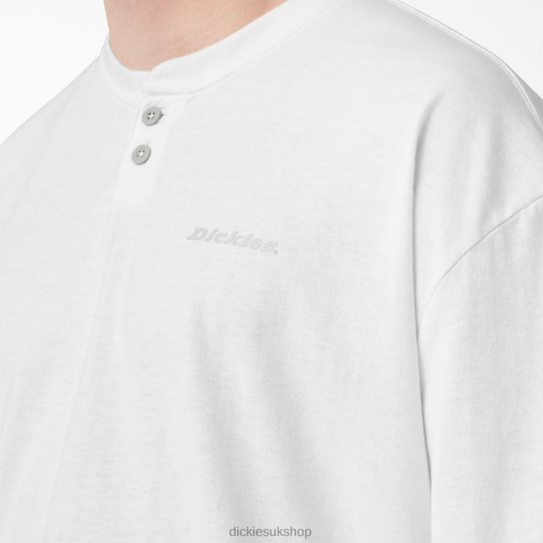 Long Sleeve Henley T-Shirt Men Dickies White (WH) 88T84810 Apparel